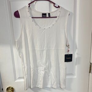 Rafaella Cream Studded Tank Top